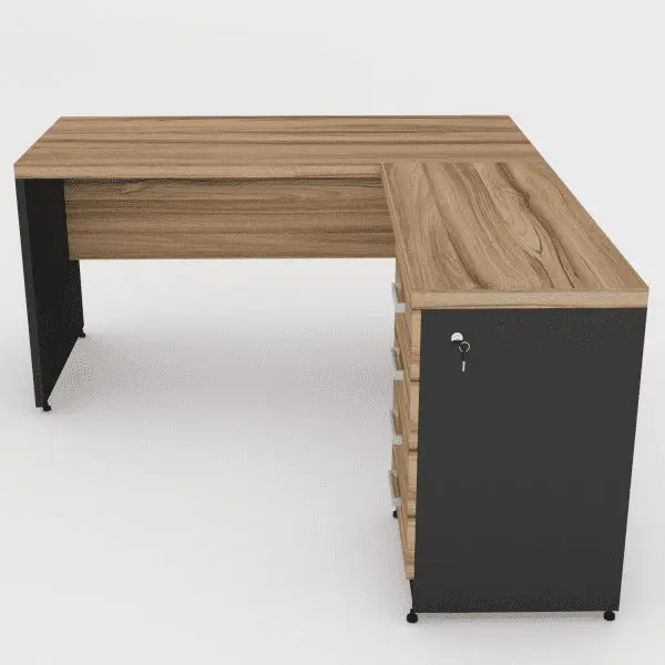 Mesa 150x60 + Mesa Auxiliar c/ Gaveteiro 4 gav