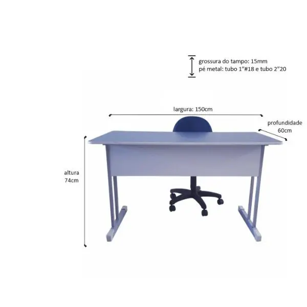 Mesa 15mm 150x60 - Imagem 2