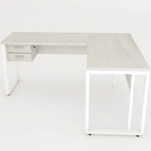 mesa junção silver metal 170x150 gavetas quadrado