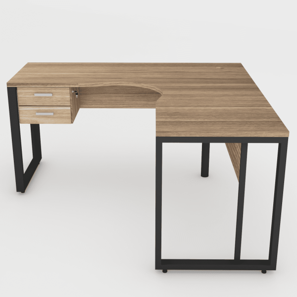 Mesa em L Silver 140x140 Quadrado Gavetas