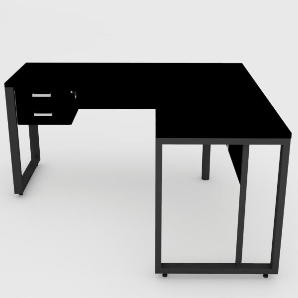 Mesa em L Silver 140x140 Quadrado Gavetas - Imagem 3