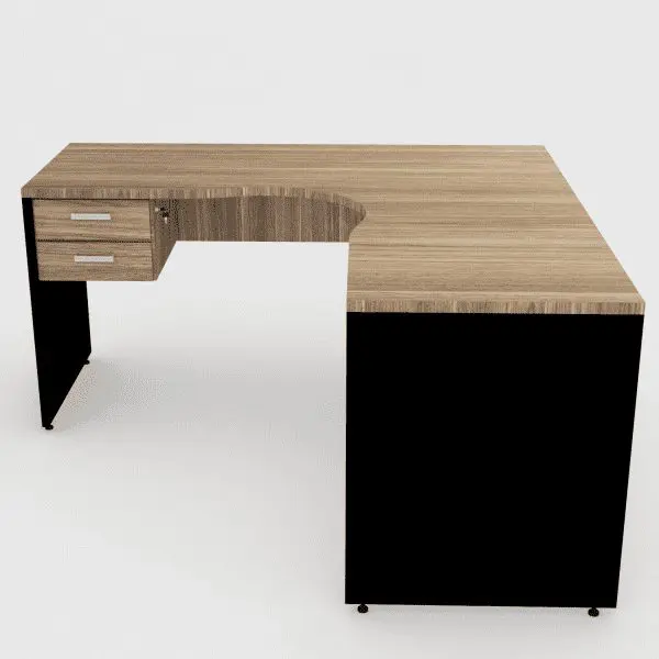 Mesa em L Silver gavetas 140x140 Painel