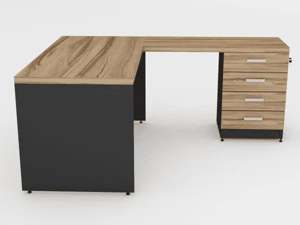 Mesa 150x60 + Mesa Auxiliar c/ Gaveteiro 4 gav - Imagem 2