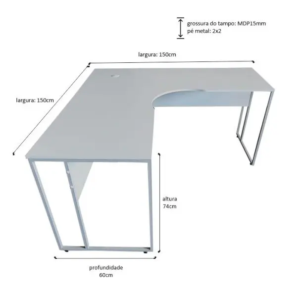 mesa em l 15mm 150x150 quadrado