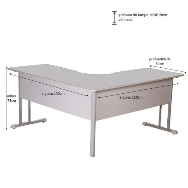 Mesa em L 15mm 150x150 Gavetas - Imagem 2