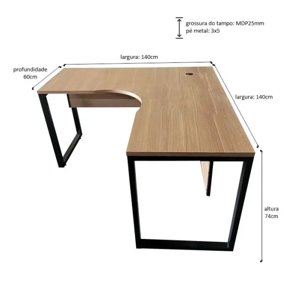 Mesa em L Silver 140x140 Quadrado - Imagem 2