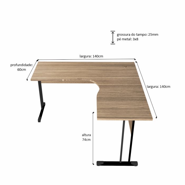mesa em l tradicional silver