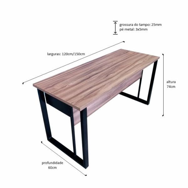 Mesa Silver 120x60 Gavetas Quadrado - Imagem 2