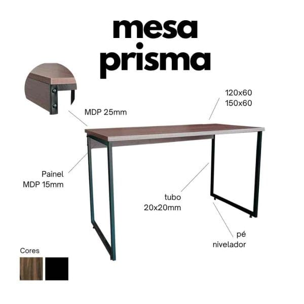 mesa prisma 120x60 quadrado