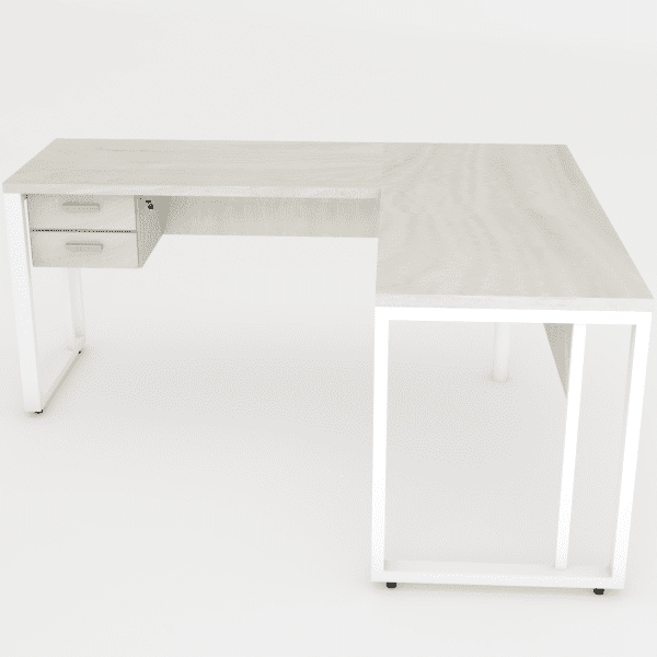 mesa junção silver metal 170x150 gavetas quadrado